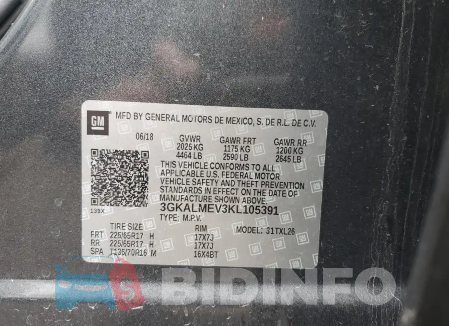 3GKALMEV3KL105391 Photo# 13