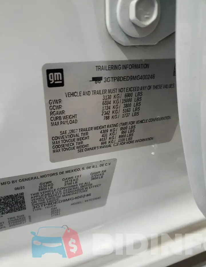 3GTP8DED9MG400246 Photo# 12