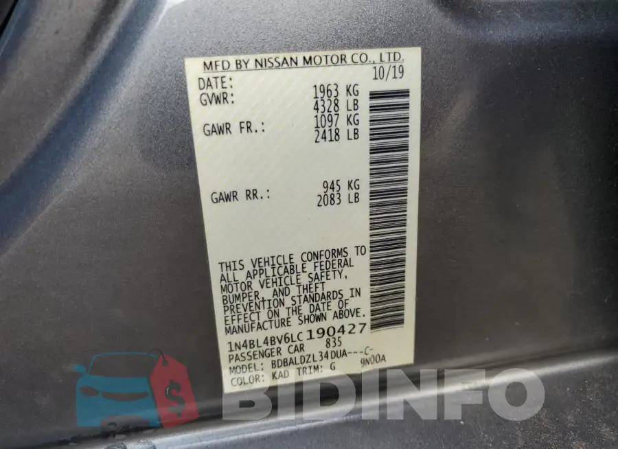 1N4BL4BV6LC190427 Photo# 12