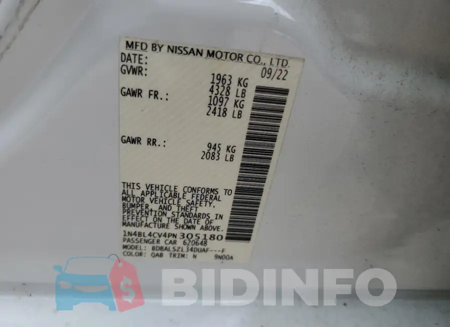 1N4BL4CV4PN305180 Photo# 13