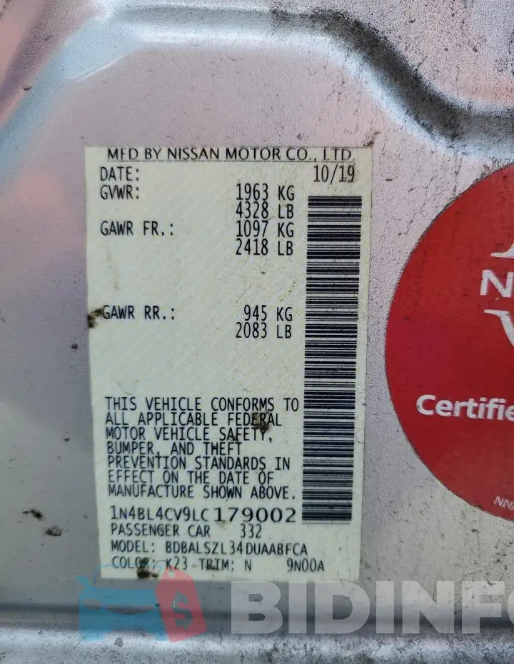1N4BL4CV9LC179002 Photo# 12