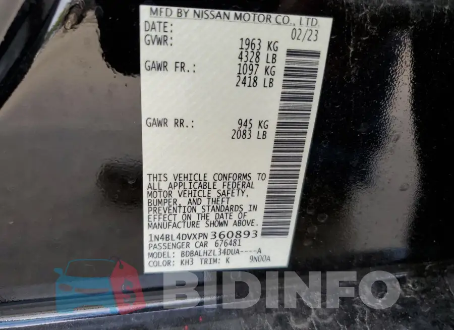 1N4BL4DVXPN360893 Photo# 12