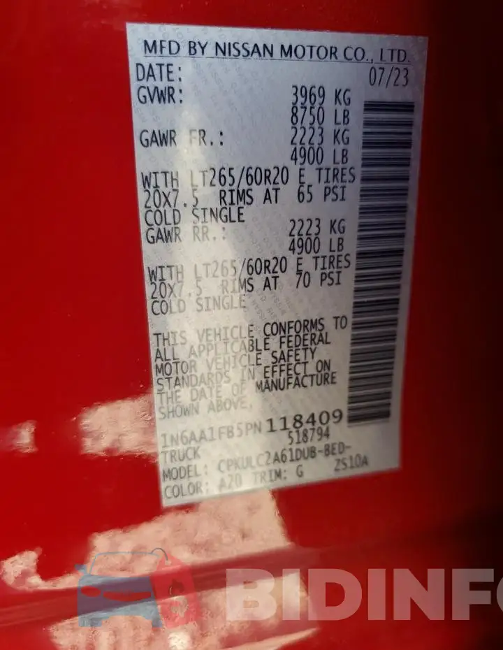 1N6AA1FB5PN118409 Photo# 13