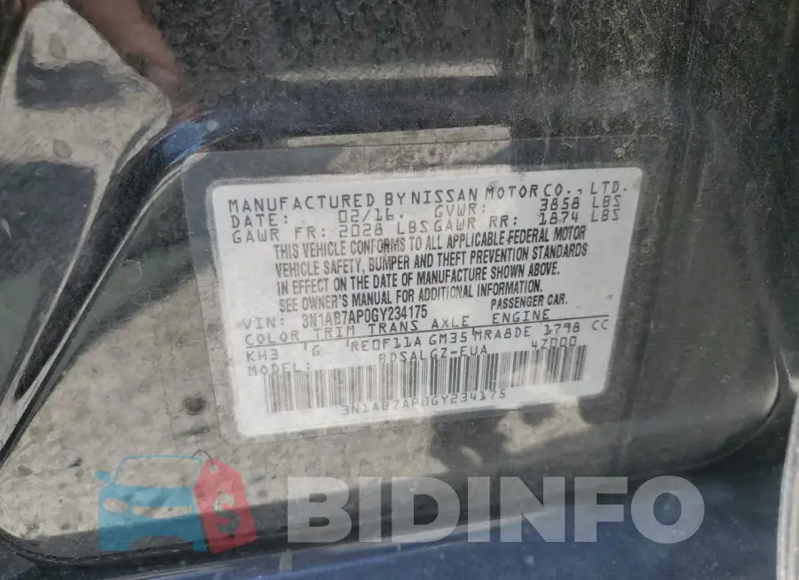 3N1AB7AP0GY234175 Photo# 12