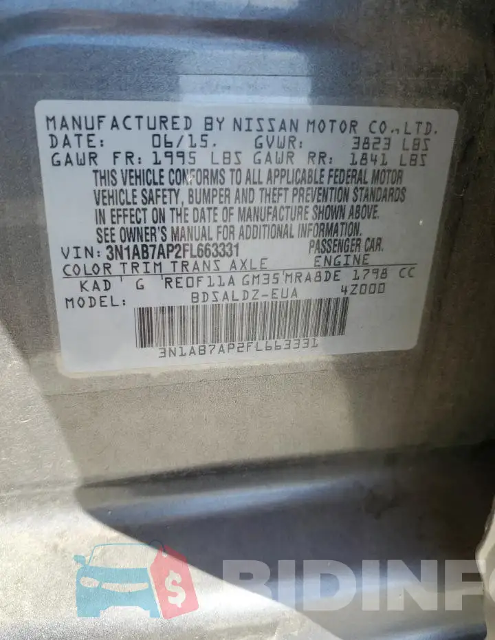 3N1AB7AP2FL663331 Photo# 13