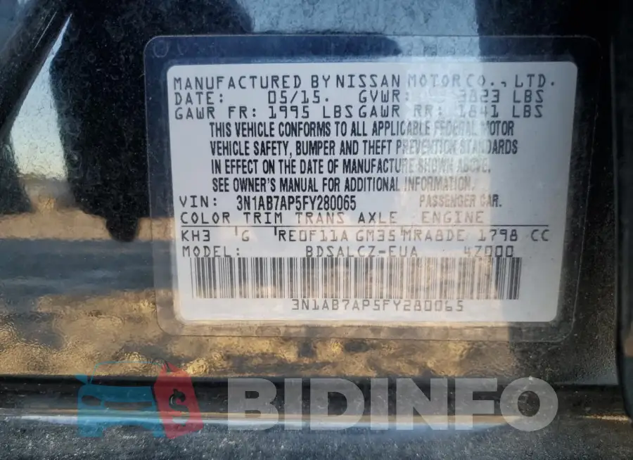 3N1AB7AP5FY280065 Photo# 12