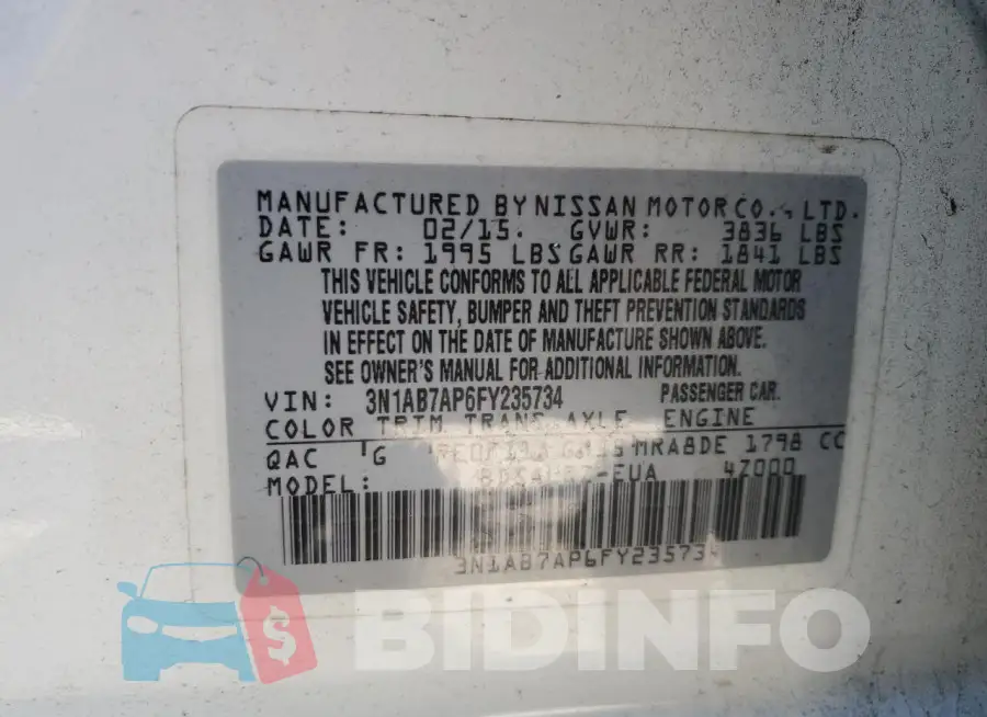 3N1AB7AP6FY235734 Photo# 12