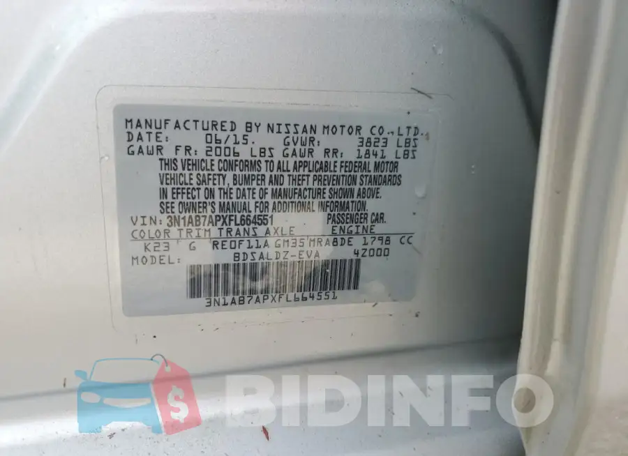 3N1AB7APXFL664551 Photo# 13