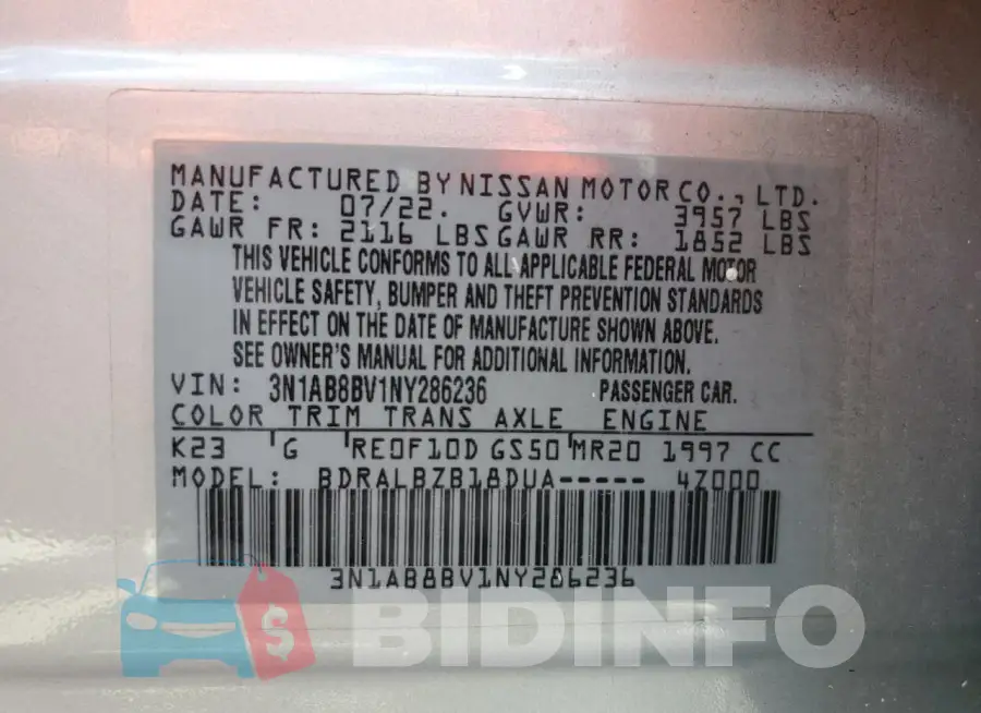 3N1AB8BV1NY286236 Photo# 13