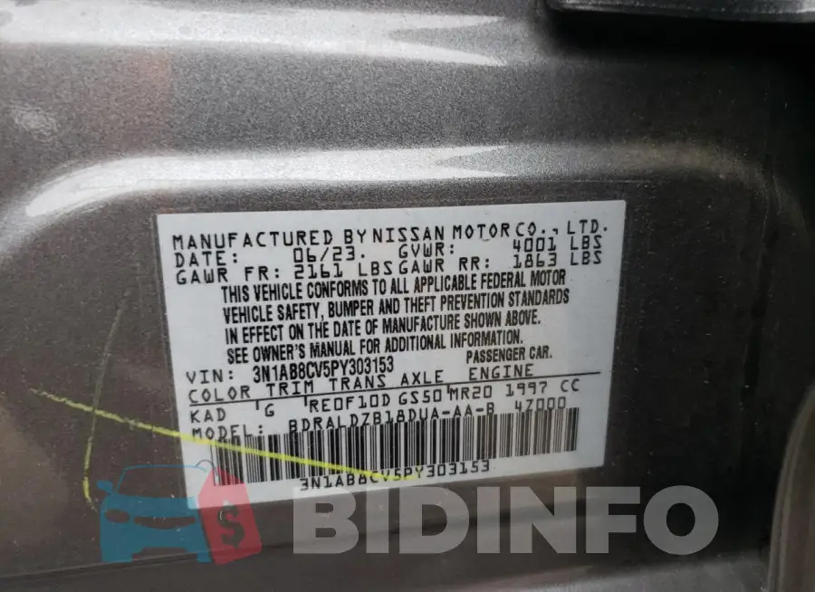 3N1AB8CV5PY303153 Photo# 13