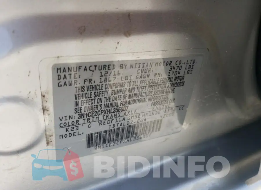 3N1CE2CPXHL356007 Photo# 12
