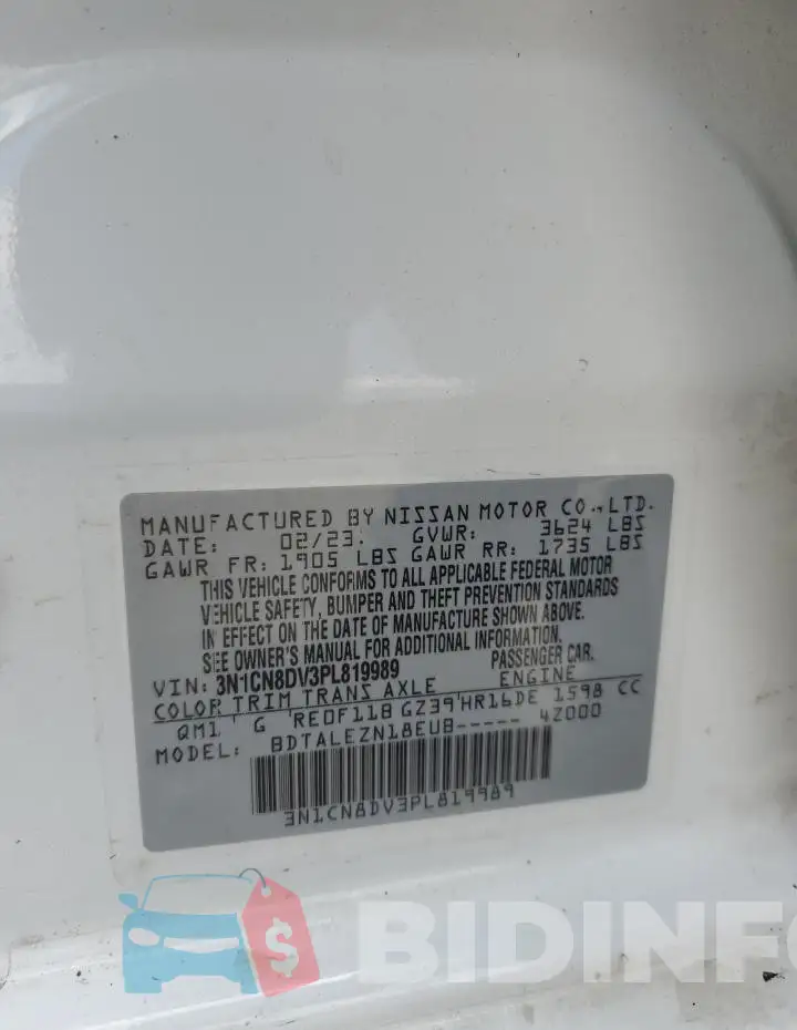 3N1CN8DV3PL819989 Photo# 12