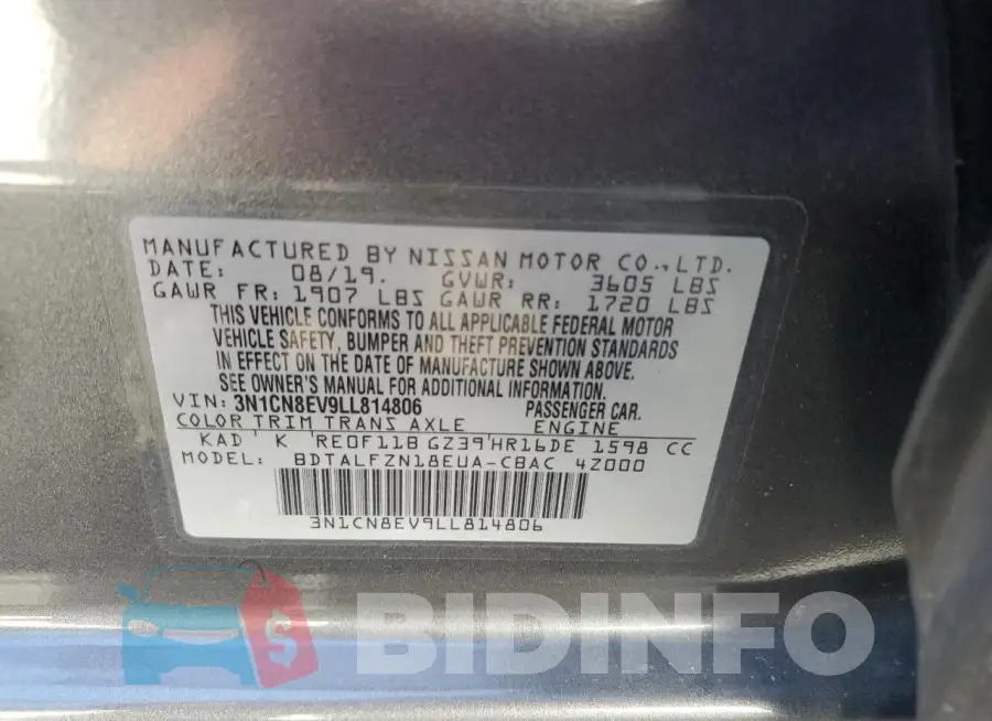 3N1CN8EV9LL814806 Photo# 12