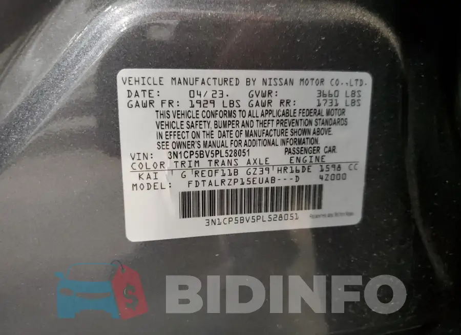 3N1CP5BV5PL528051 Photo# 14