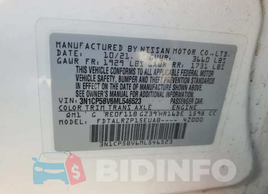 3N1CP5BV6ML546523 Photo# 13