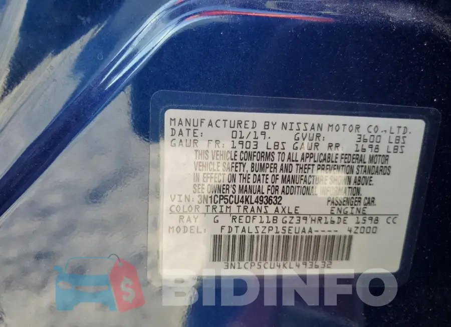 3N1CP5CU4KL493632 Photo# 14