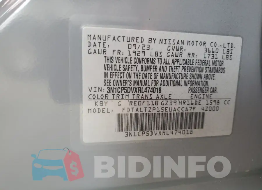 3N1CP5DVXRL474018 Photo# 13