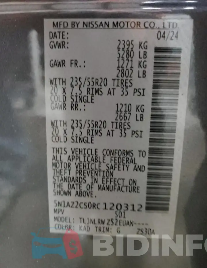 5N1AZ2CS0RC120312 Photo# 14