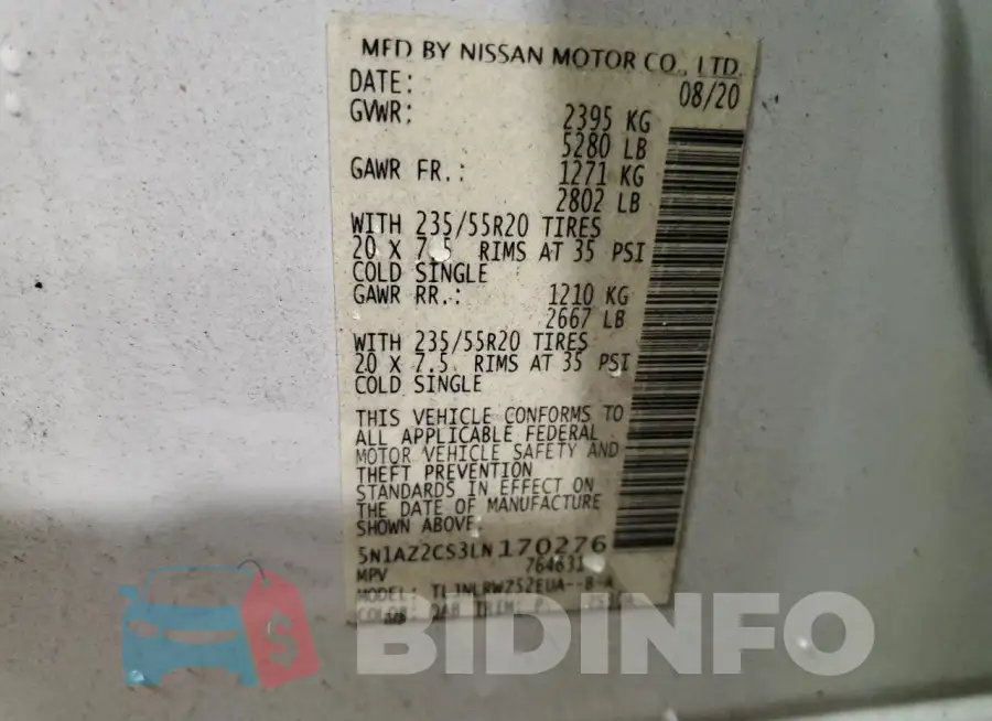 5N1AZ2CS3LN170276 Photo# 14