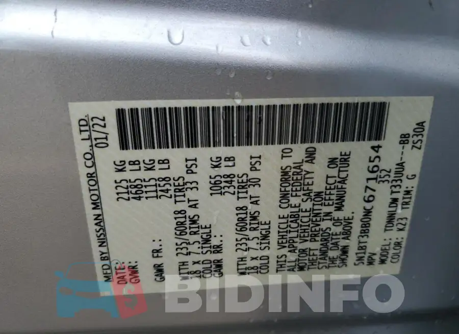 5N1BT3BB0NC671654 Photo# 13