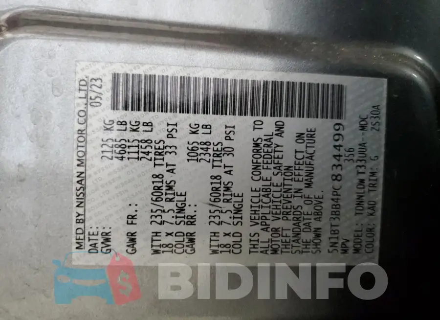 5N1BT3BB4PC834499 Photo# 14