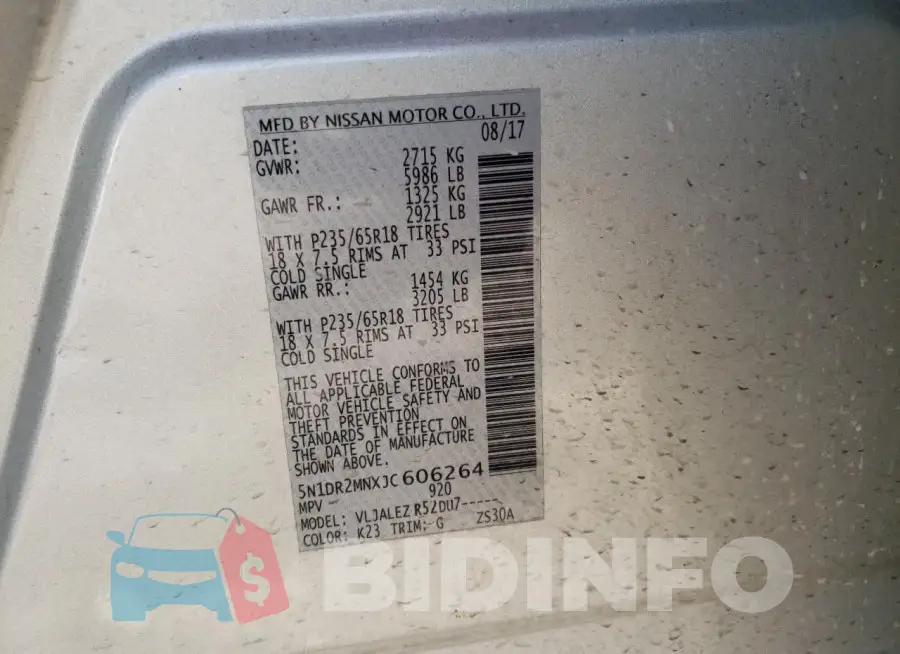 5N1DR2MNXJC606264 Photo# 13