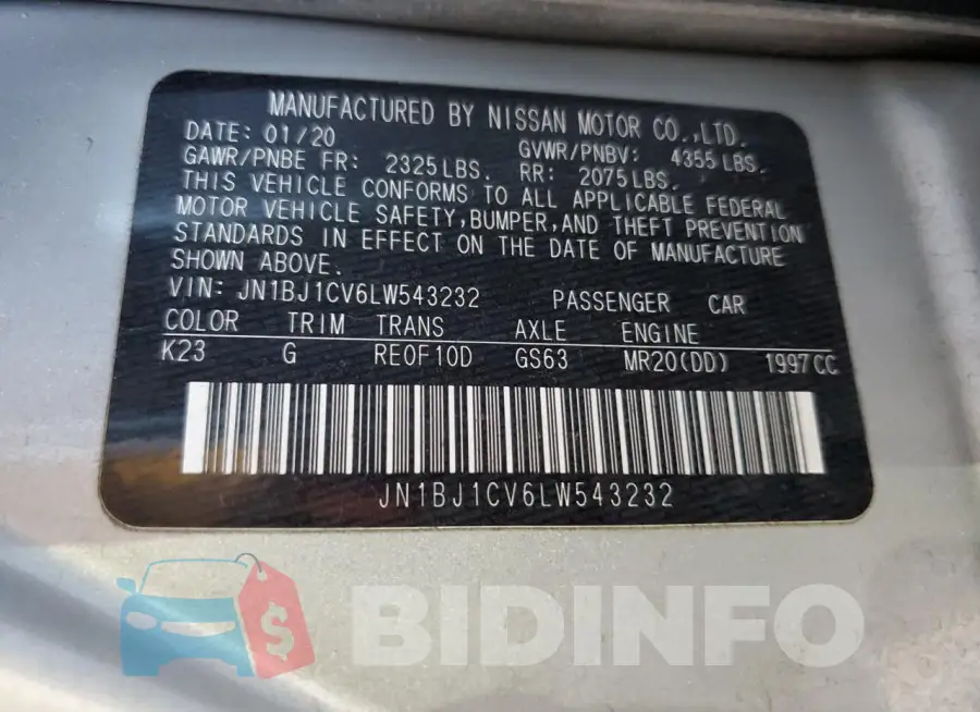 JN1BJ1CV6LW543232 Photo# 13