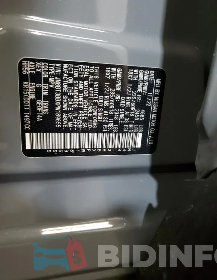 JN8BT3BBXPW189655 Photo# 13