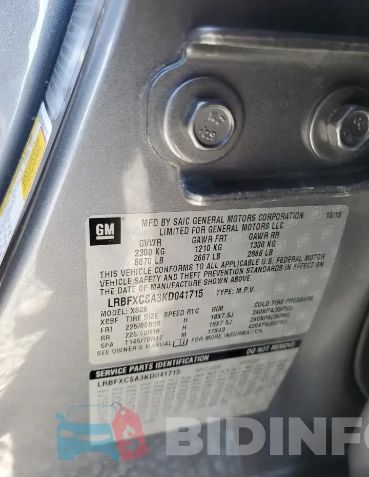 LRBFXCSA3KD041715 Photo# 12