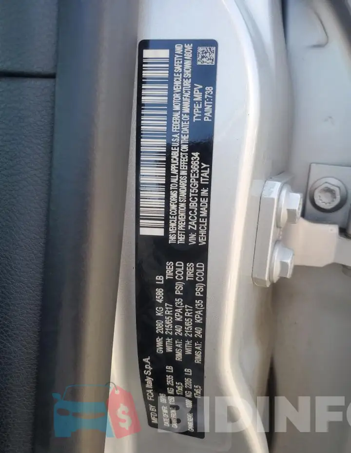 ZACCJBCT5GPE36634 Photo# 13