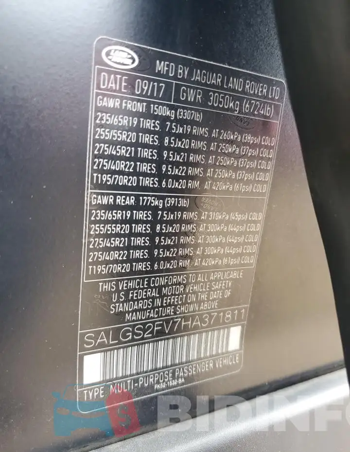 SALGS2FV7HA371811 Photo# 13