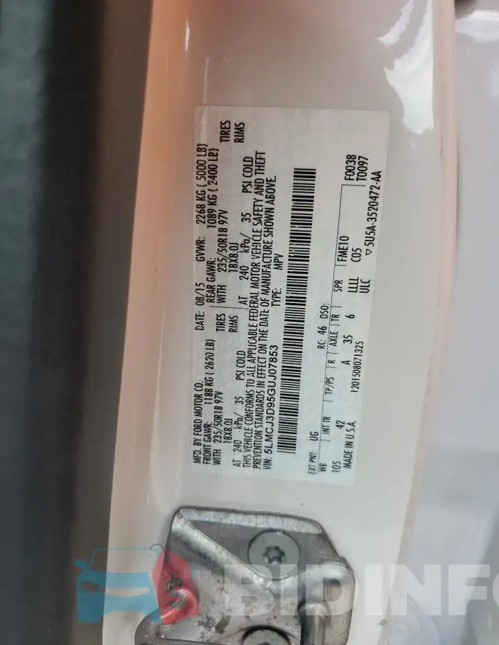 5LMCJ3D95GUJ07853 Photo# 13
