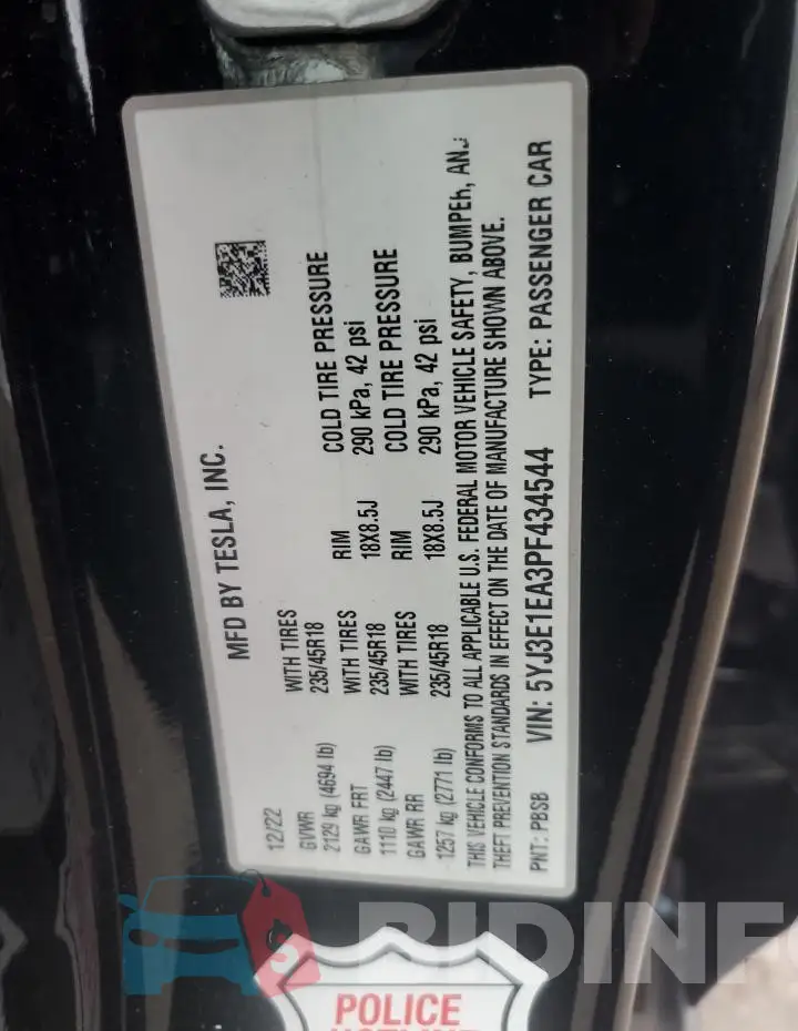 5YJ3E1EA3PF434544 Photo# 12