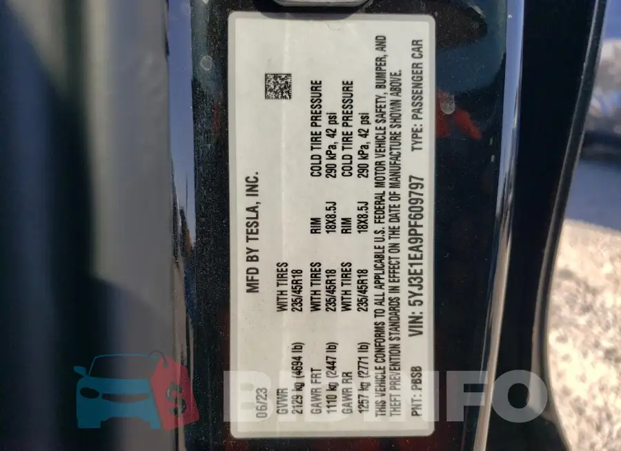 5YJ3E1EA9PF609797 Photo# 12