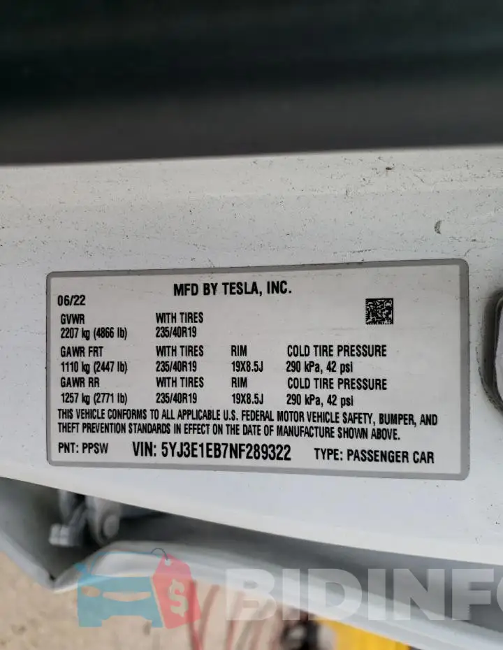 5YJ3E1EB7NF289322 Photo# 13