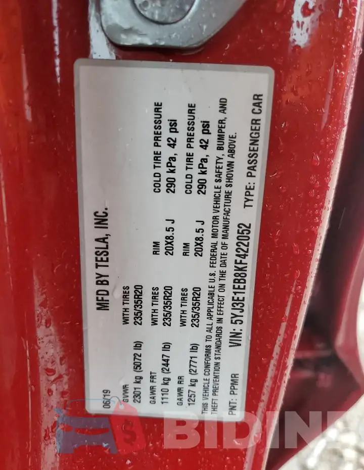 5YJ3E1EB8KF422052 Photo# 12
