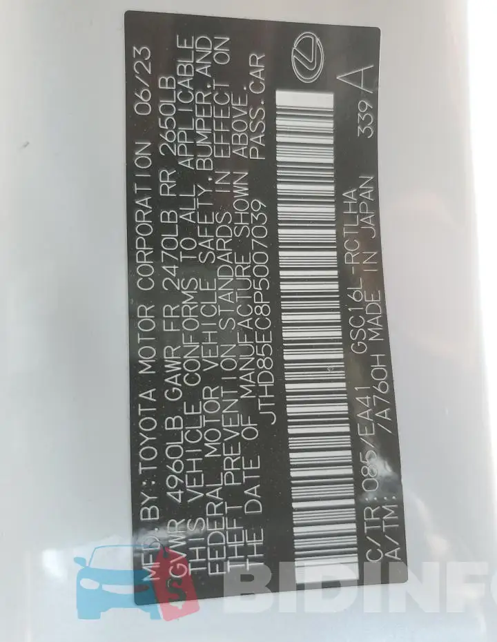 JTHD85EC8P5007039 Photo# 12