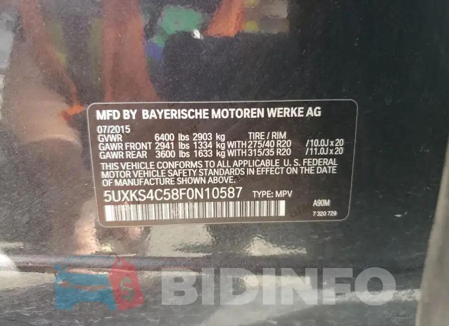 5UXKS4C58F0N10587 Photo# 13
