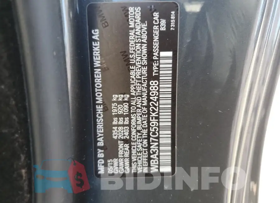 WBA3N7C59FK224988 Photo# 12