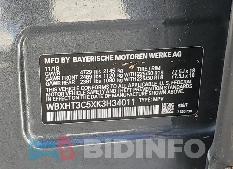 WBXHT3C5XK3H34011 Photo# 13