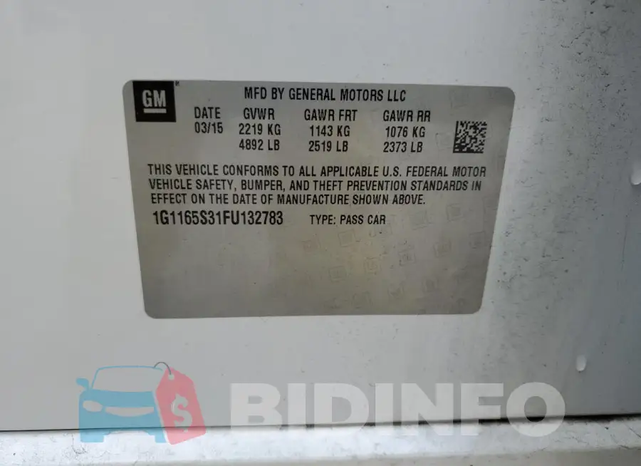 1G1165S31FU132783 Photo# 13