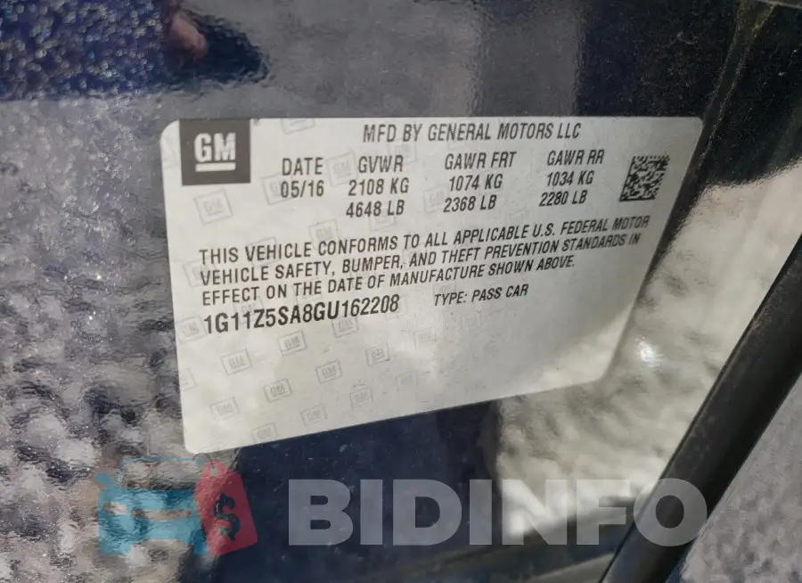 1G11Z5SA8GU162208 Photo# 12