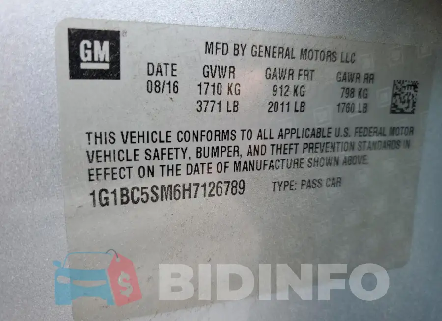 1G1BC5SM6H7126789 Photo# 12