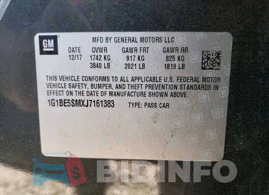 1G1BE5SMXJ7161383 Photo# 13