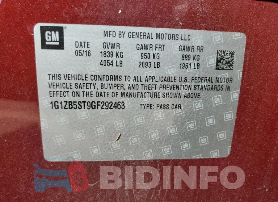 1G1ZB5ST9GF292463 Photo# 12
