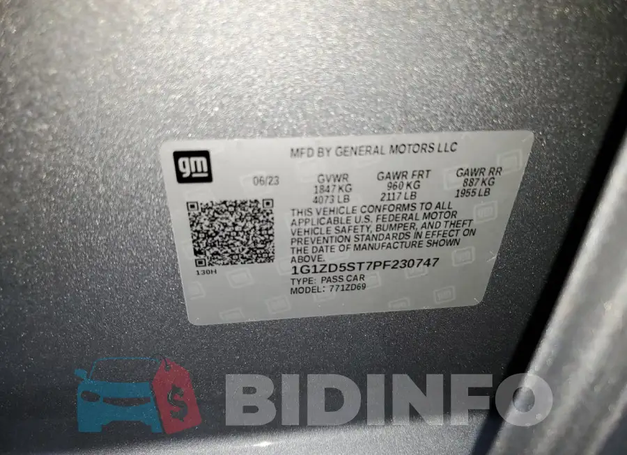 1G1ZD5ST7PF230747 Photo# 13