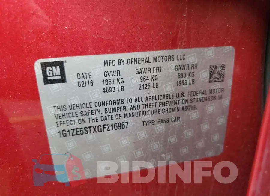 1G1ZE5STXGF216967 Photo# 12