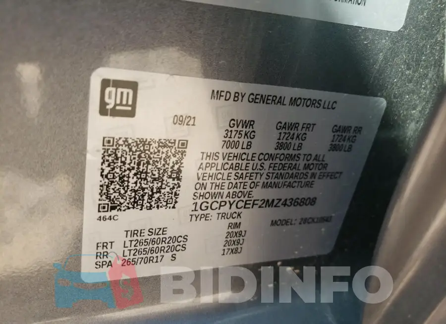 1GCPYCEF2MZ436808 Photo# 12