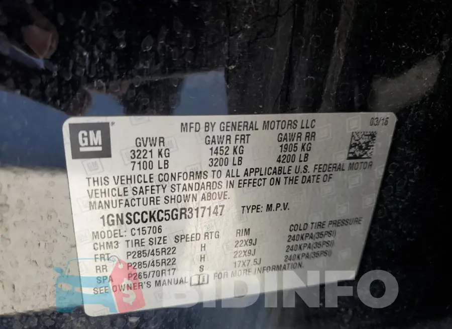 1GNSCCKC5GR317147 Photo# 13