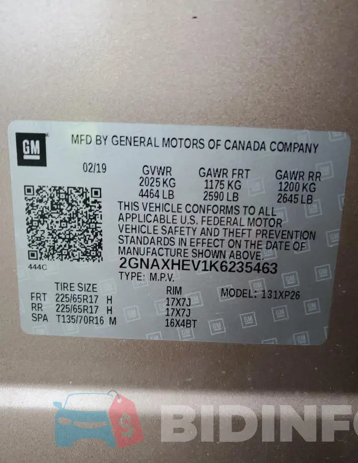 2GNAXHEV1K6235463 Photo# 14